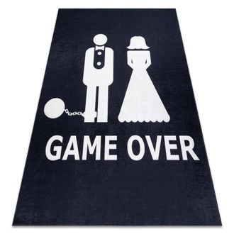 RugsX Rugsx - Alfombra Lavable Bambino 2104 game Over Boda, Despedida De Soltero, Antideslizante - Negro Black 120x170 Cm