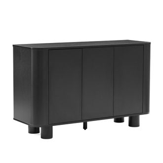 Oviala Aparador moderno rectangular de 3 puertas L120 cm madera negra
