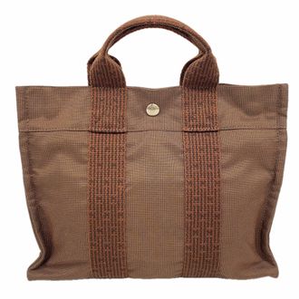 Herm&egrave;s Brown Canvas Tote Bag (Pre-Owned)