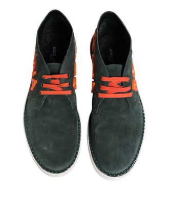 Dolce & Gabbana Green Derby Logo Casual Men Sneakers Shoes Suede