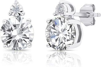MAX + STONE Sterling Silver 7mm Round Gemstone and Diamond Accent Stud Earrings