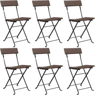 vidaXL Vidaxl - Sillas Cafeter&iacute;a Plegables 6 Uds Acero Y Rat&aacute;n Sint&eacute;tico Marr&oacute;n
