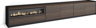 Skraut Home Skraut Home - Mueble Tv, Televisi&oacute;n, 310x37x50cm, Para Tv Hasta 80, Chimenea El&eacute;ctrica, Roble Oscuro Y Negro