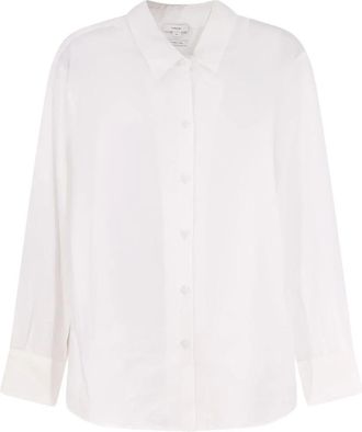 Vince Verfijnd Twill Shirt met Bedekte Knopen - Dames - Overhemden - Wit - M - Nylon - Overhemden