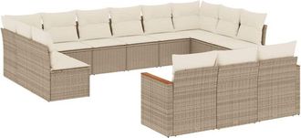 vidaXL Set Sof&aacute;s De Jard&iacute;n Con Cojines 13 Pzas Rat&aacute;n Sint&eacute;tico Beige Vidaxl