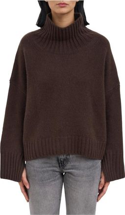 Soft Goat Jersey de cuello alto - Knitwear - Mujer - Marr&oacute;n - M