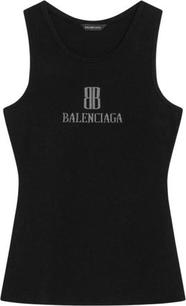 Balenciaga Logo Tank Top - Dames - Tops zonder mouwen - Zwart - M - Tops