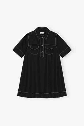 Ganni Black Crepe Mini Dress - Size 0