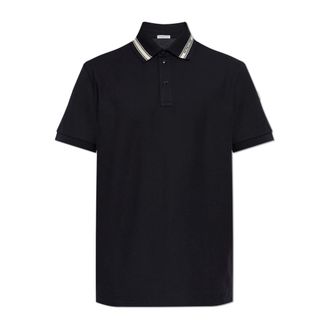 Moncler Polo Shirts, male, Black, Size: 3XL Logo Patch Cotton Piquet Polo Shirt