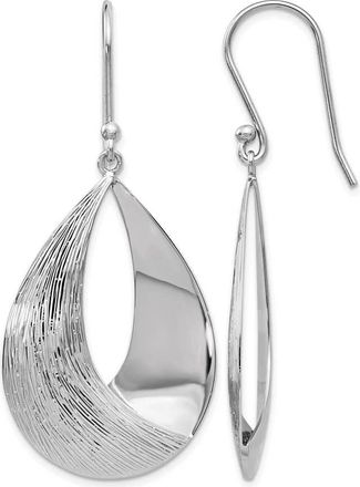 Diamond2Deal Sterling Silver Polished and Textured Drop Dangle Earrings