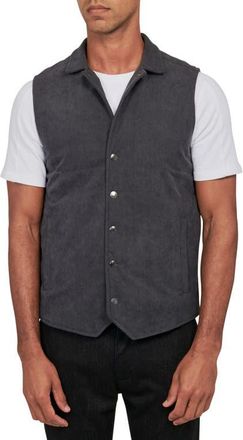 W.R.K Slim Fit Camp Collar Corduroy Snap-Up Vest in Grey at Nordstrom, Size Xx-Large