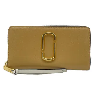 Marc Jacobs Beige Green White Leather Long Wallet (Bi-Fold) (Pre-Owned)