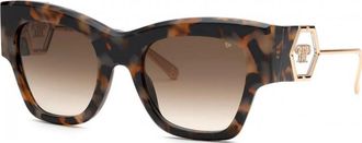 Philipp Plein Womens SPP120M 53 0KHA Sunglasses - Brown - One Size