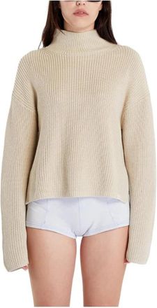 Calvin Klein Gebreide Losse Trui - Dames - Coltruien - Beige - L - Katoen - Truien & Vesten