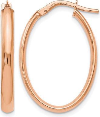 Diamond2Deal 14K Rose Gold Polished Oval Shape Hoop Earrings