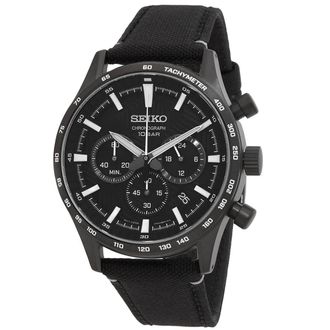 Seiko Essentials Chronograph Quartz Black Dial Mens Watch SSB417