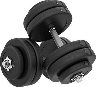 OEM Juego De Mancuernas Ajustables Con Barra De Conexi&oacute;n De Acero Y Discos Desmontables 8x5 Kg 4x1,5 Kg Total 50 Kg Negro