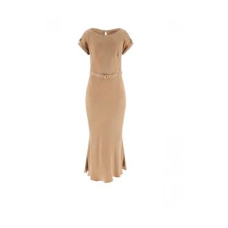 Guess Viscose-blend Midi Jurk - Dames - Casual kleedjes - Beige - XS - Kleedjes
