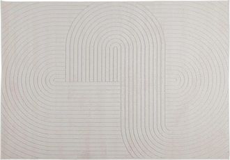 vidaXL Alfombra Para Interiores Y Exteriores Palmeras Crema Poli&eacute;ster Vidaxl