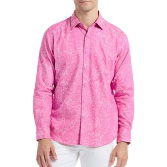 Robert Graham Hudson Floral Print Button-Up Shirt in Pink at Nordstrom, Size Xxx-Large