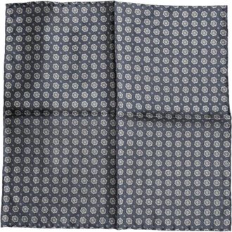 Dolce & Gabbana Gepatroneerde Zijden Vierkante Zakdoek Sjaal - Heren - Accessoires - Blauw - ONE Size - Accessoires