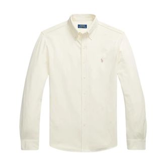 Ralph Lauren Off-White Polo Lange Mouw Gebreid Overhemd - Heren - Casual Overhemden - Wit - 2XL - Katoen - Overhemden