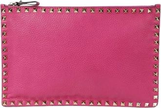 Valentino Pre-owned Clutches, female, Pink, Size: ONE SIZE Pre-owned Rockstud Clutch