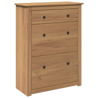 Berkfield Home Shoe Cabinet Panama 80x35x105 cm Solid Wood Pine in Brown | Size: 80 x 35 x 105 cm