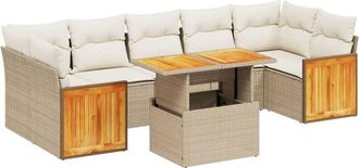 vidaXL Vidaxl - Juego De Sof&aacute;s De Jard&iacute;n Con Cojines Beige 8 Pzas Rat&aacute;n Pe