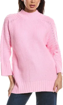 Fort&eacute; Cashmere Luxe Cable Mock Neck Cashmere Sweater