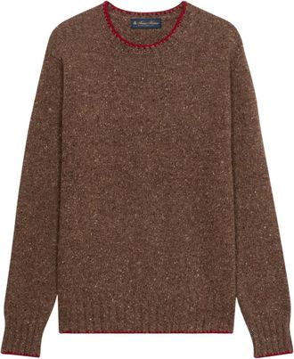 Brooks Brothers Truien & Vesten, Heren, Bruin, XL, Wol, Donegal Alpaca Blend Ronde Hals Trui