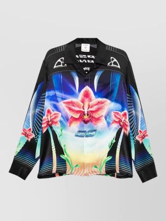 Casablanca orchid racer cuban collar long sleeve shirt