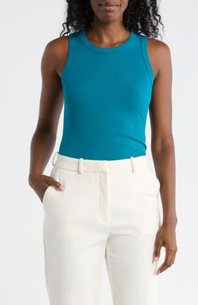 Halogen Fitted Ribbed Tank Top in Bluejay at Nordstrom Rack, Size X-Large