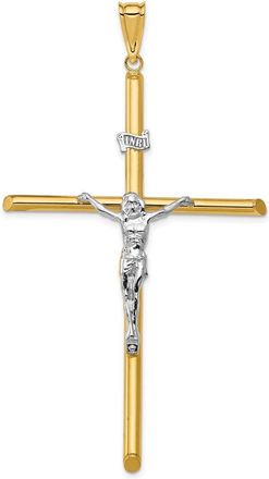 Diamond2Deal 14k Two-tone Gold Polished Jesus Crucifix Pendant