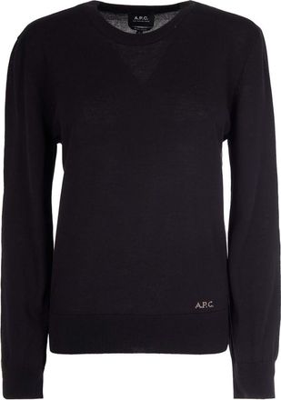 A.P.C. Black Solid Crew Neck Sweater