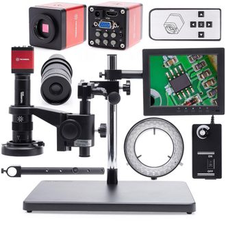 OEM Microscopio Digital Individual 10a + Iluminaci&oacute;n Led Ajustable De 60x + C&aacute;mara + red Lagoon + Pantalla De 8 Pulgadas + Brazo 10a