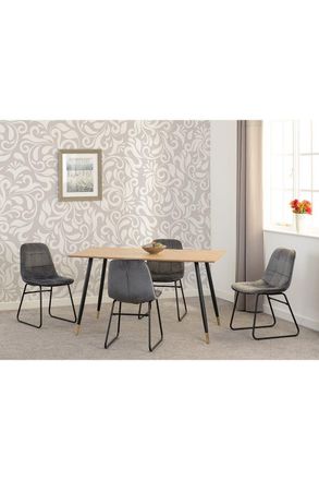 Seconique Hamilton Medium Dining Set with Lukas Chairs in Grey