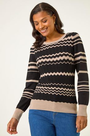Roman Contrast Zig Zag Knitted Jumper