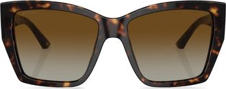 Bulgari oversize-frame logo-plaque sunglasses - women - Acetate - 57 - Green