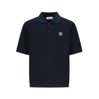 Stone Island Polo Shirts, male, Blue, Size: XL Micro Stitch Soft Cotton Polo