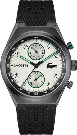 Lacoste Line Racer Black Multifunction Silicone Strap Watch, 43mm in Black/White at Nordstrom