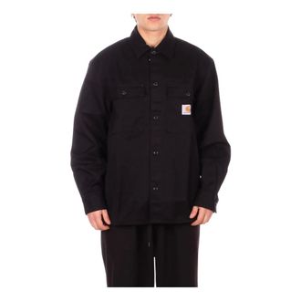 Carhartt Work in Progress Carhartt Wip, Casual Shirts, male, Black, Size: XL Logo Front Shirt