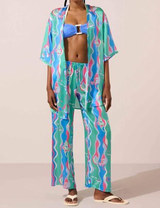 Paolita Womens Lautrec Silk Kimono In Underwater Dreamer
