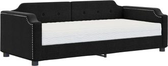 vidaXL Sof&aacute; Cama Con Colch&oacute;n Tela Negro 90x200 Cm Vidaxl