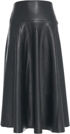 Norma Kamali Midi-Length Skirt In Smooth Faux Leather With High Waist