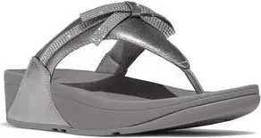 FitFlop Lulu Glitz Bow Post Toe Wedge Sandal in Silvereen at Nordstrom Rack, Size 11