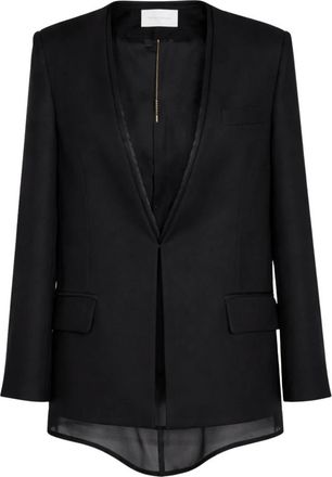 Simona Corsellini Giacca allacciatura baciata senza rever con finiture in organza - Dames - Blazers - Zwart - L - Organza - Jassen