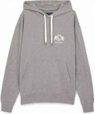 Tommy Hilfiger Logo Embroidery Drawstring Fleece Hoody - Heren - Hoodies - Grijs - L - Katoen - Hoodies & sweatvesten