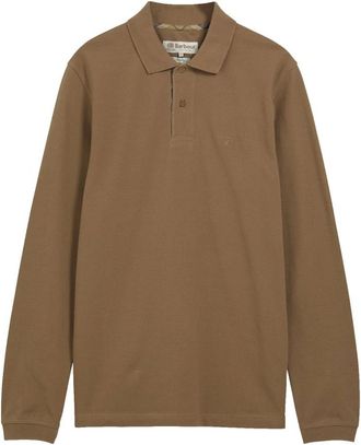 Barbour Essenti&euml;le Polo met Lange Mouwen - Heren - Tops - Bruin - Maat: L Katoen