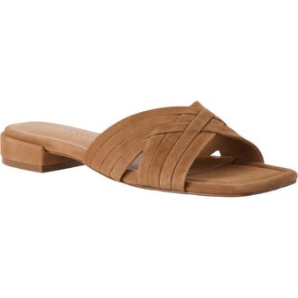 Andr&eacute; Assous Jordan Slide Sandal in Camel Suede at Nordstrom, Size 8.5